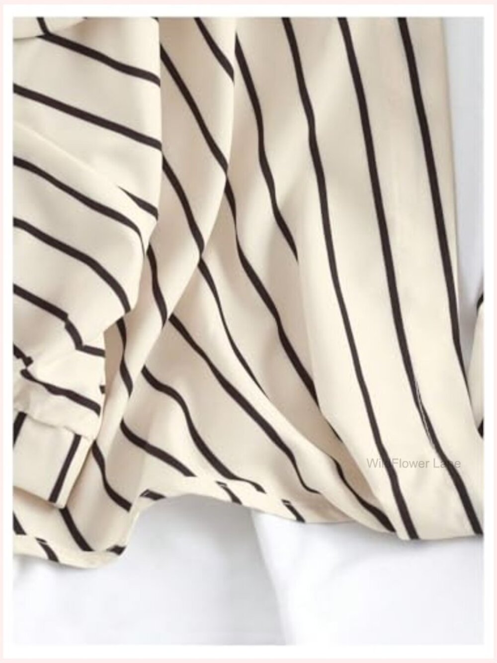 Striped Cold Shoulder Blouse 2 in 1 Half Sleeve Dressy Top - Picture 5 of 5